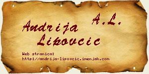 Andrija Lipovčić vizit kartica